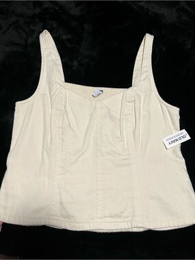 Old Navy Neutral Square Neck Tank Top in Cream